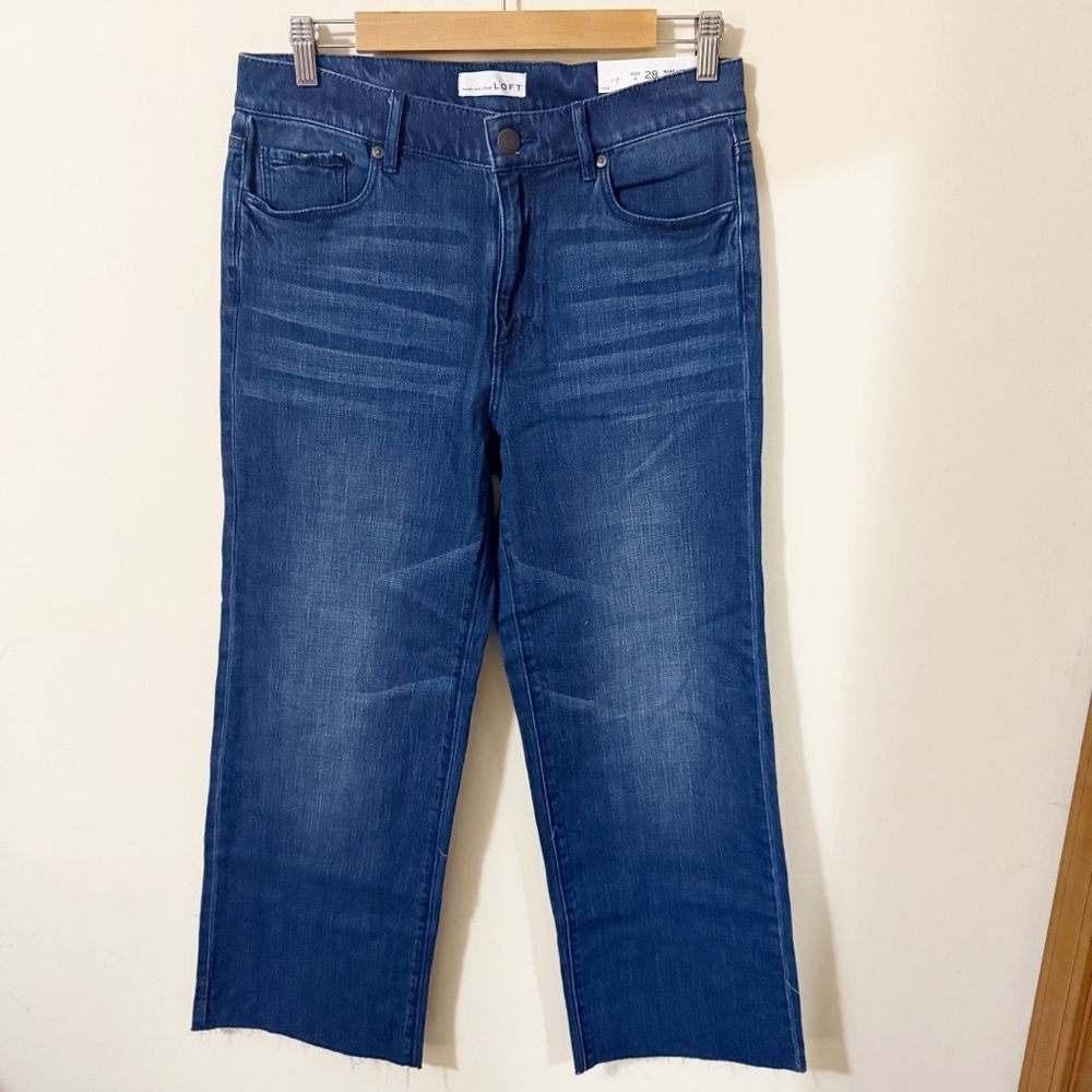 NWT Loft Wide Leg Crop Size 6 Womens Blue Jeans Denim